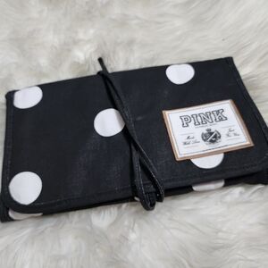 Victoria’s Secret PINK Cosmetic Makeup bag black white polka dot Y2K